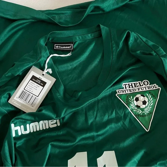 Hummel Core Polyester Size Medium Green Short Sleeve Number 11 On Back Soccer - Picture 6 of 6